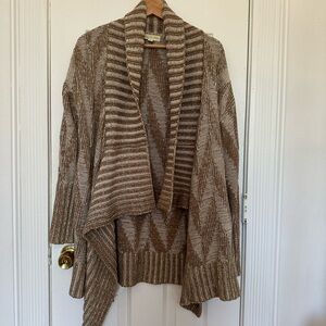 Staring at Stars Brown Cardigan Sweater with Waterfall Design
